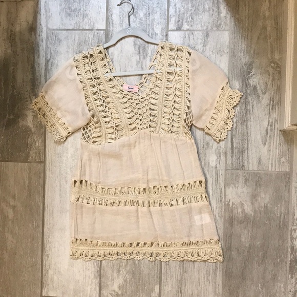 Ivory crochet tunic Sz Small - Picture 1 of 3
